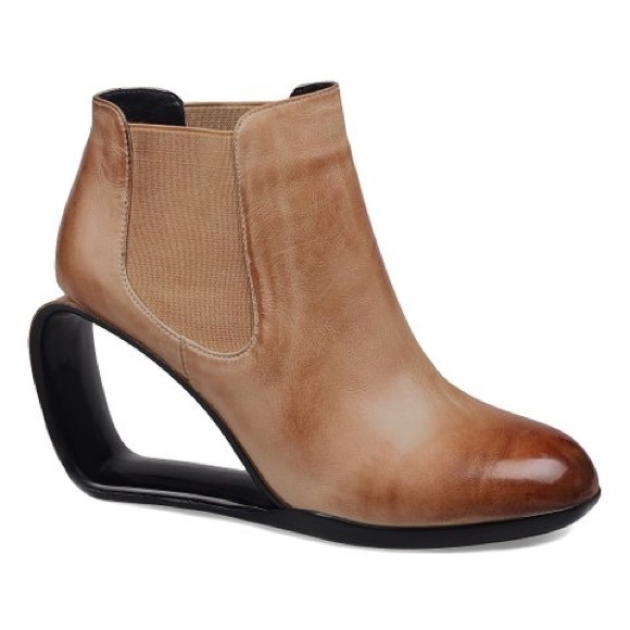Jady Rose Shoes - Camel Open Wedge Leather Bootie